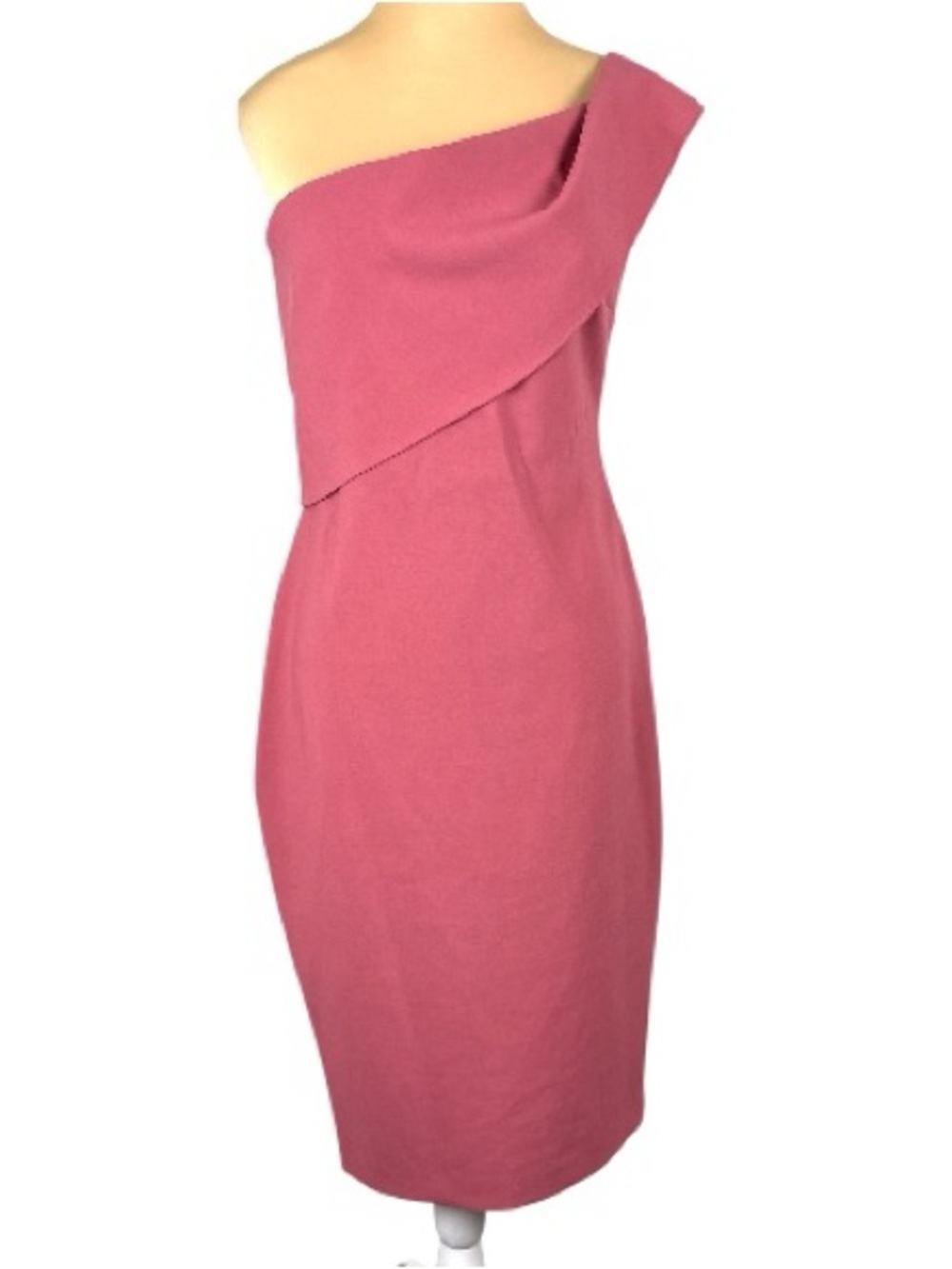 LIKELY One Shoulder Salmon Pink Bodycon Sheath Dress Sz 8 Cocktail Wedding Slit